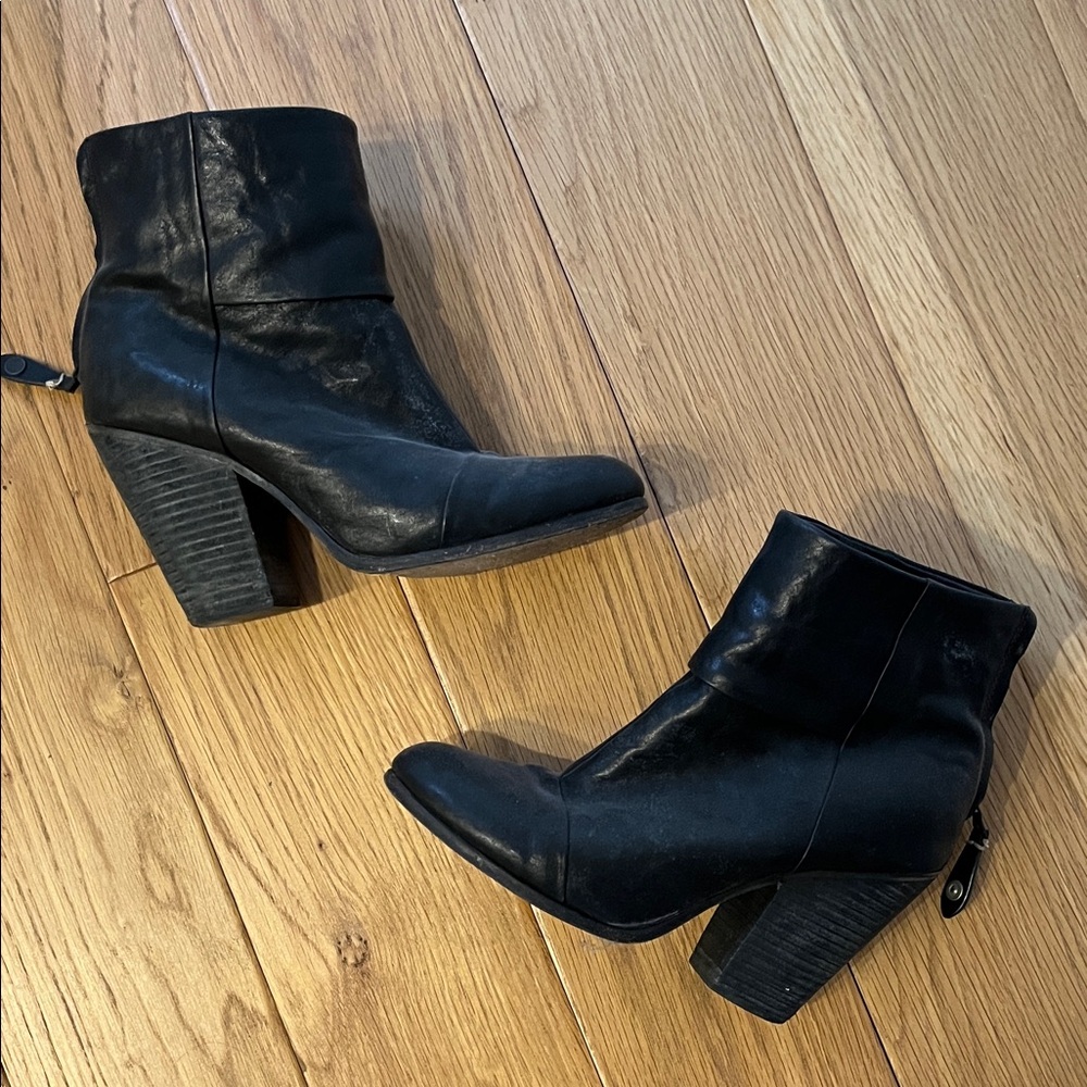 rag & bone Black Leather Ankle Boots (Newbury Boot)